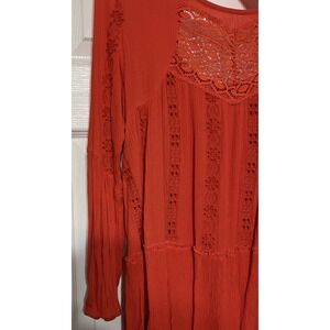 Adiva Lace Top Blouse M Bohemian Women Long sleeve Elastic Romantic Keyhole Back